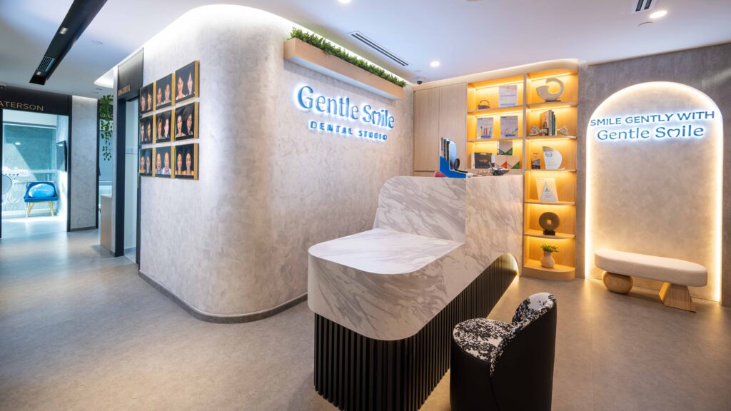 reception area, gentle smile dental studio in wheelock place, orchard